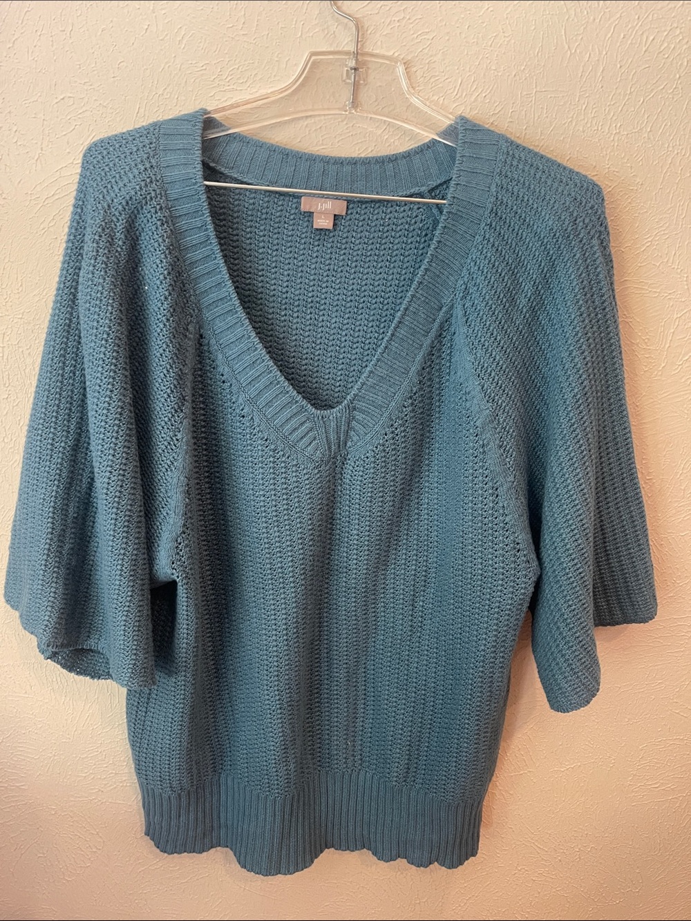 J. Jill Teal V-Neck Knit Sweater. Size Large